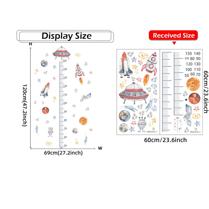 Watercolour Outer Space Growth Chart Wall Decals For Kids Room