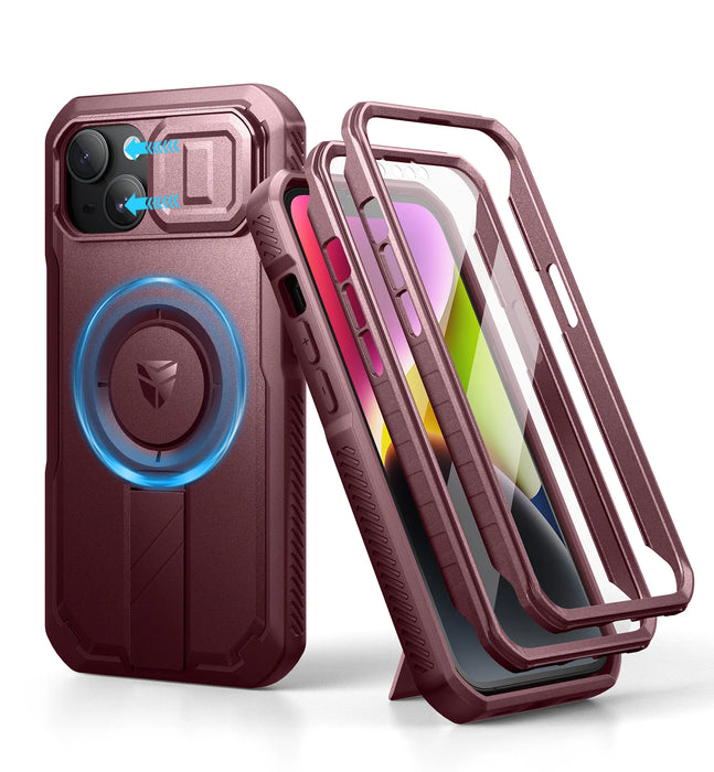 For Iphone 13 14 Compatible Magsafe Shockproof Bumper Slim Protective Case With Slide Camera Case And Adjustable Kickstand