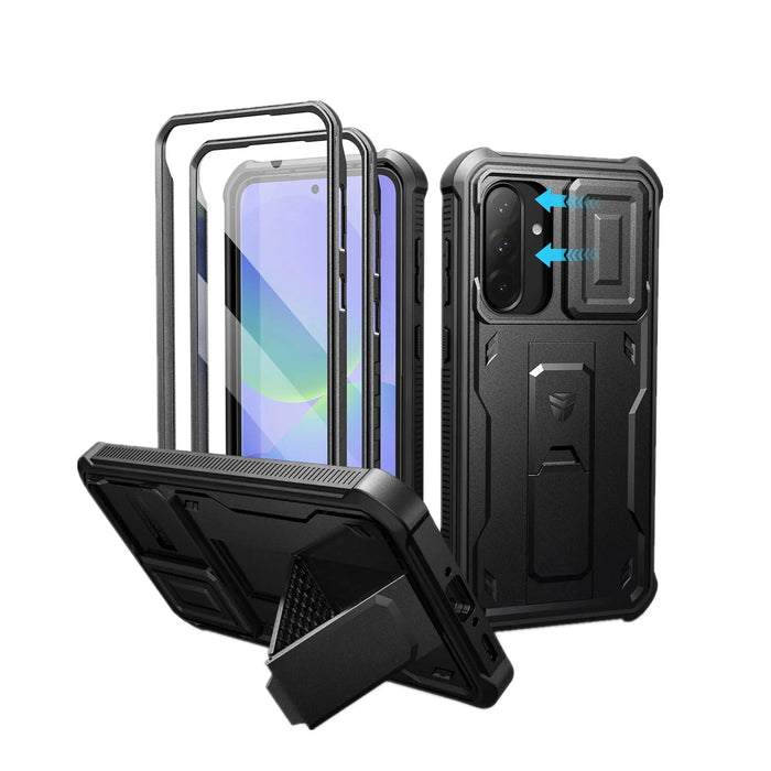 For Samsung Galaxy A36-5G Heavy Duty Military Grade Protection Shockproof Holder With Bulit-In Magnetic Slide Camera Case