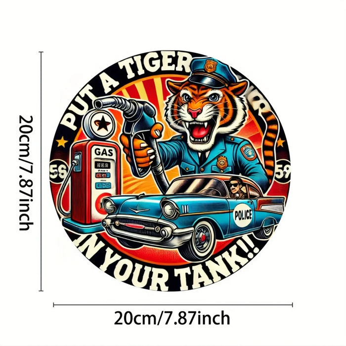 Aluminum Tiger Gas Station Sign Ideal For Automotive Decor