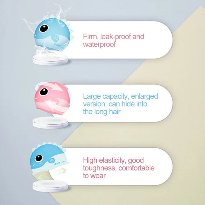 Kids' Cartoon Swimming Cap Waterproof & Ear Protecting For Pool Fun!