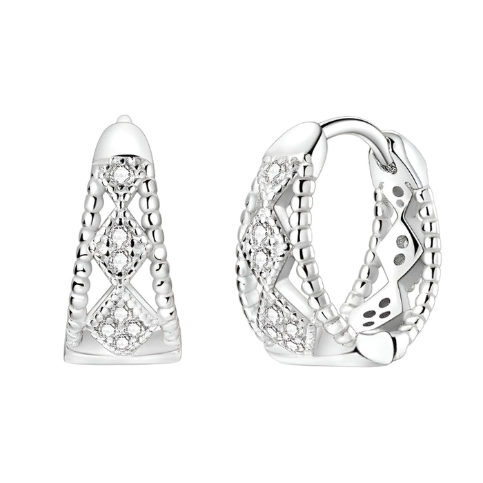 925 Sterling Silver Geometric Hoop Earrings For Women Fine Jewelry