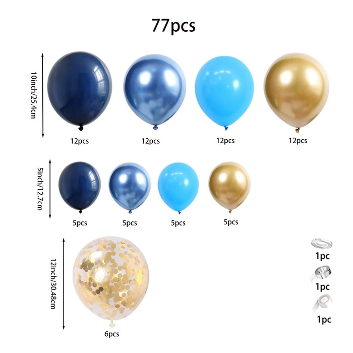 Blue Metallic Balloon Garland Set Gold Balloon Arch Birthday Party Decoration Wedding Birthday Christening