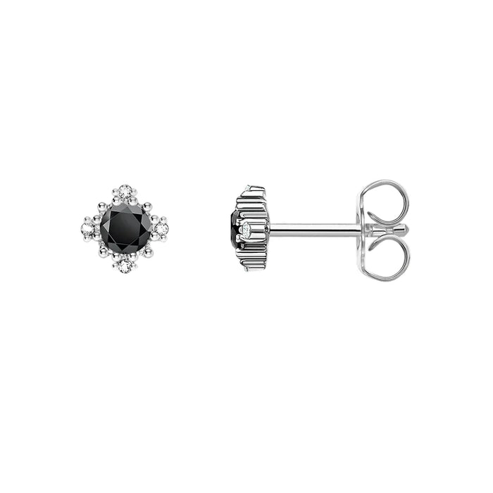 925 Sterling Silver Vintage Black Zircon Star Stud Earrings