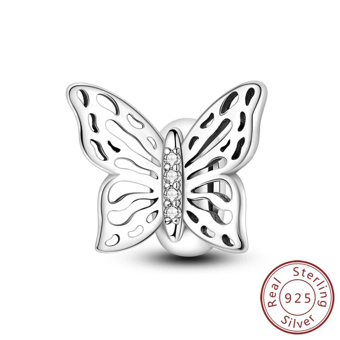925 Sterling Silver Butterfly Charms Fits Bracelets Diy Jewelry For Women