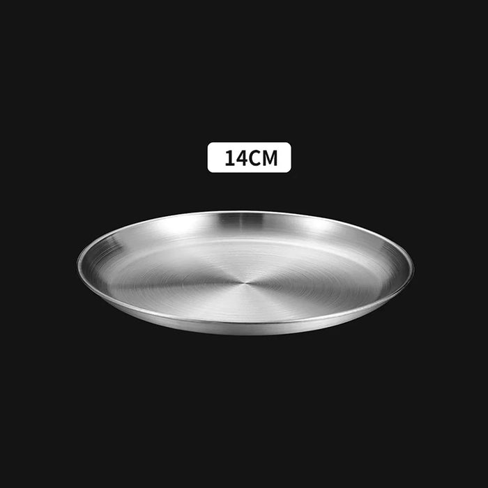 Korean Style Stainless Steel Bbq Plate Round Shallow Dish