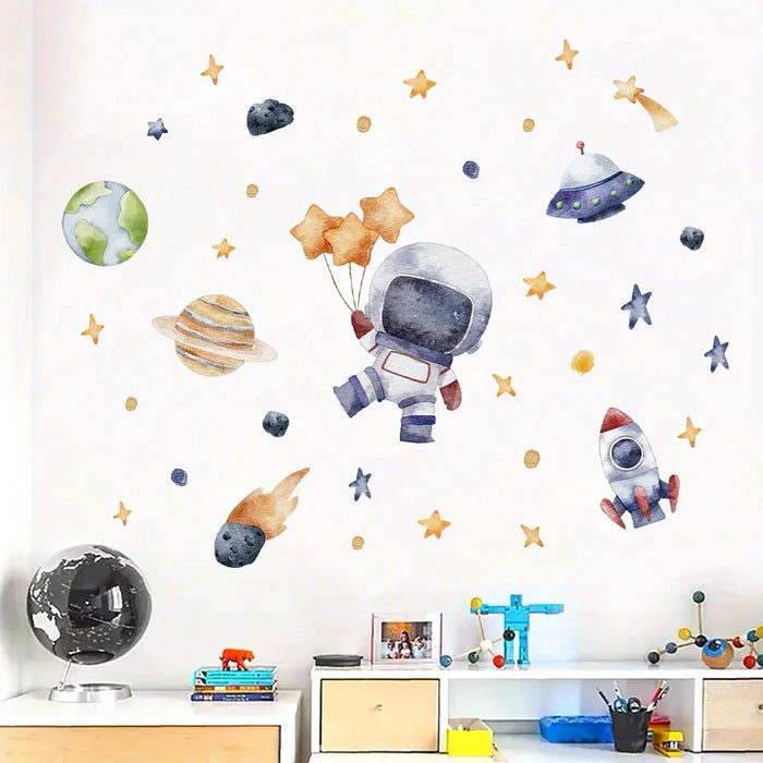 Cartoon Astronaut Wall Sticker For Kids Room Decor