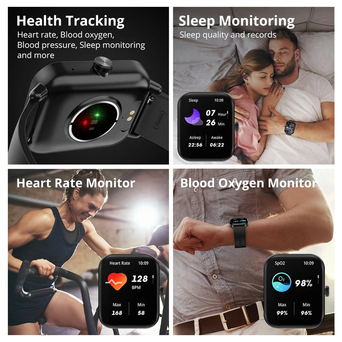 Unisex 1.9 Inch 24H Health Monitor Smartwatch With Voice Calling & 100+ Sports Modes