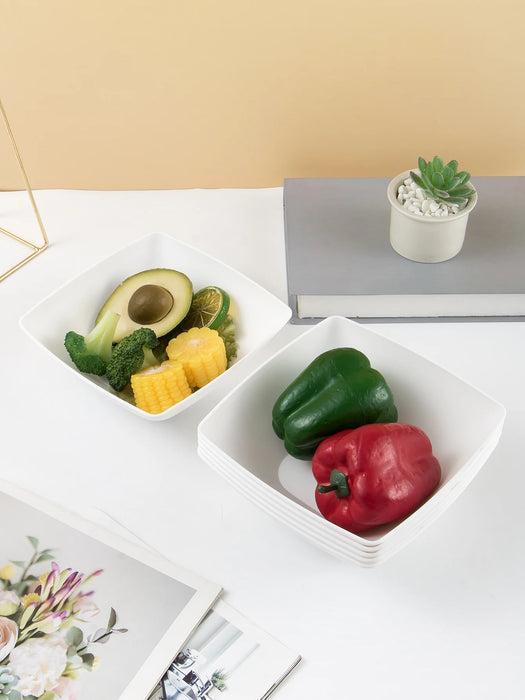 2 / 6 / 12 Piece Reusable Large White Plastic Bowls Ideal For Soup Noodles Oatmeal Salad