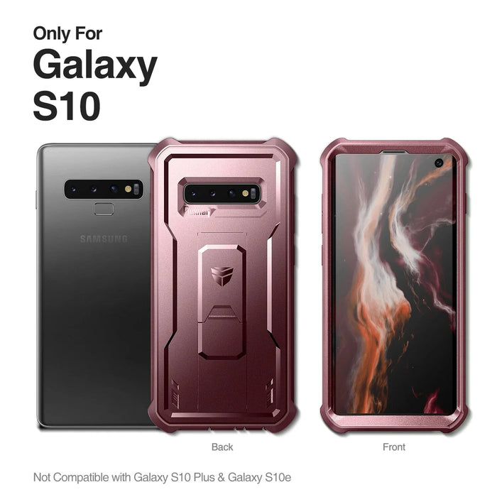 For Samsung Galaxy S10 Case Full Body Bumper Military Grade Armor Shockproof Kickstand Shell Case With Built In Screen Protector