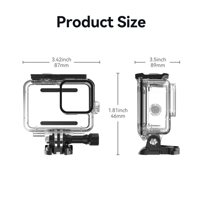 Waterproof Case For Gopro Hero 12 / 11 / 10 / 9 45M Diving Housing Cover With Tempered Glass Lens