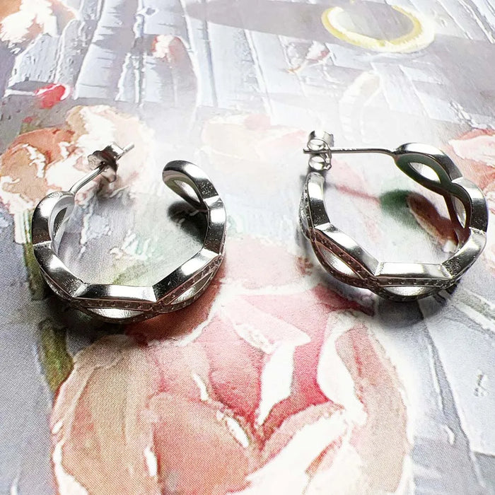 925 Sterling Silver Forever Love Hoop Earrings Real Romantic Gift For Women