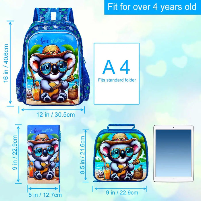 3 Piece Boys 16 Inch Backpack Set With Lunch Box Football Theme