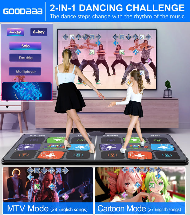Wireless Dance Mat For Tv / Pc Anti Slip Fitness Music Game Double Controller Foldable