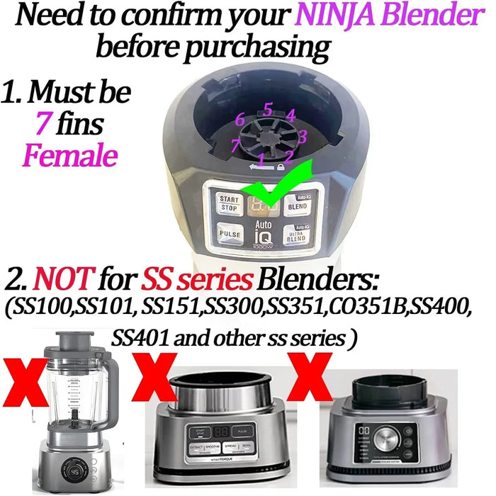 Replacement 7 Fins Male Blade & 32Oz Blender Cup Compatible For Nutri Ninja Blender [4 Inch Male 7 Fins Blade]