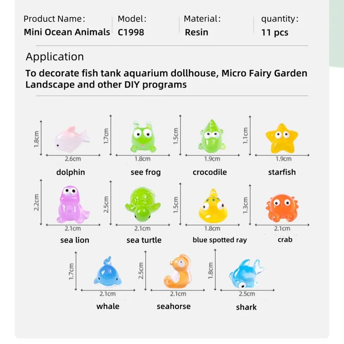 Tiny Ocean Resin Sea Animals For Diy Fish Tank Or Garden