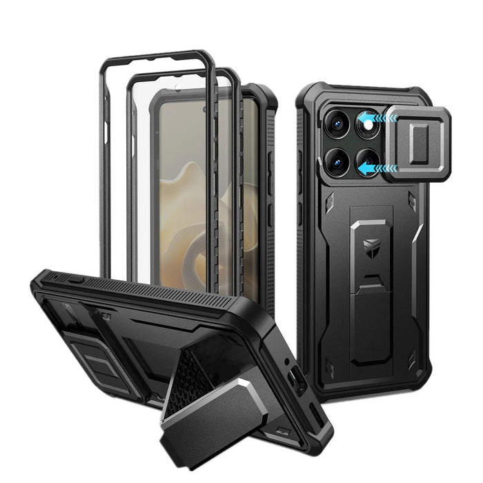 For Motorola Moto Edge 2025 Kickstand Heavy Duty Protection Shockproof Phone Case With Built-In Magnetic Slide Camera Case