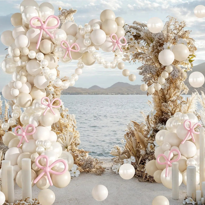 184Pcs Pearl White Balloon Garland Arch Set Suitable For Wedding Bride Birthday Engagement Bachelorette Party Decoration