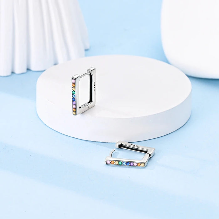 925 Sterling Silver Square Hoop Earrings For Women Simple & Elegant