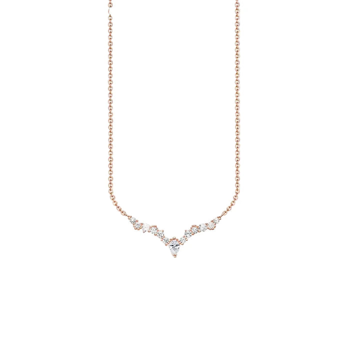 925 Sterling Silver Rose Gold Ice Crystal Necklace Fashion Jewelry For Women