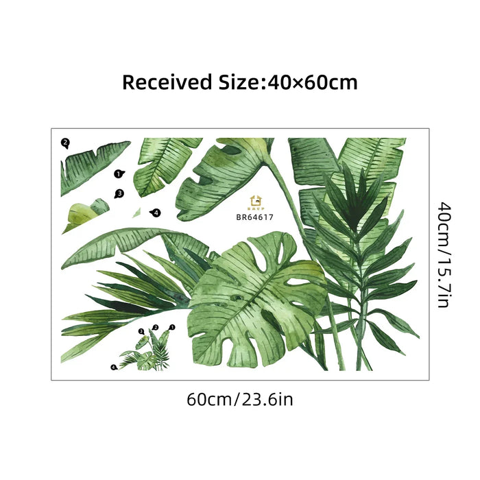 Tropical Green Turtle Leaf Wall Stickers For Room Decor Realistic & Stylish
