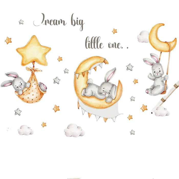 Adorable Watercolour Bunny Wall Stickers For Kids Room Decor