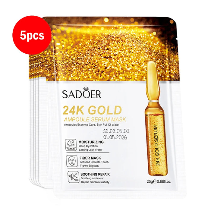 5 / 10 Piece 24K Gold Hyaluronic Acid Face Masks