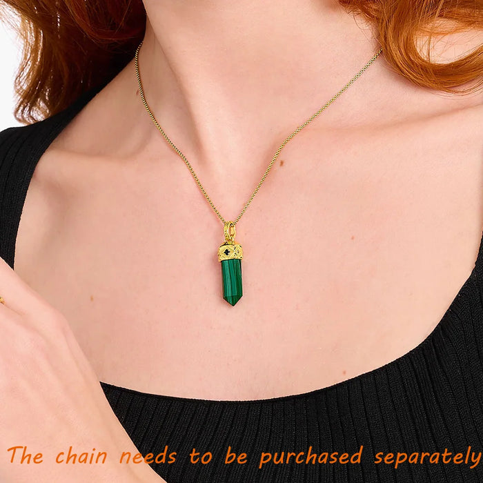 925 Sterling Silver Green Stone Hexagon Pendant European Style Jewelry Trendy Gift For Men & Women