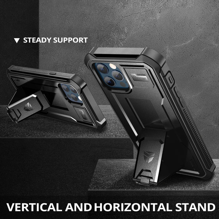 For Iphone 12 Pro Max Full Body Bumper Military Grade Armor Shockproof Shell Kickstand Case With Built-In Screen Protector