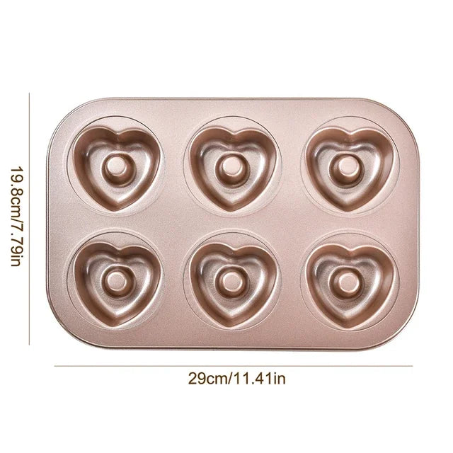 6 Hole Non Stick Carbon Steel Baking Tray For Diy Cakes And Muffins