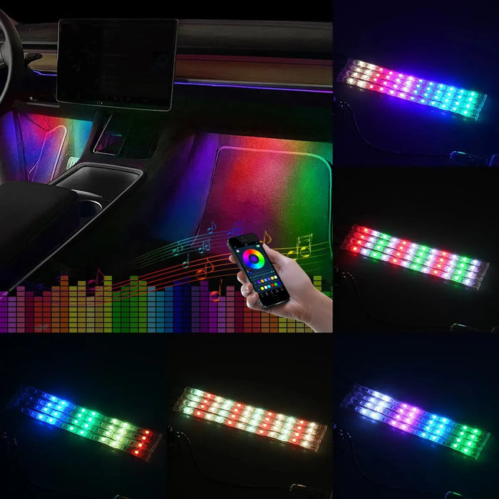 Music Control Rgb Car Interior Foot Lights Usb Led Kit
