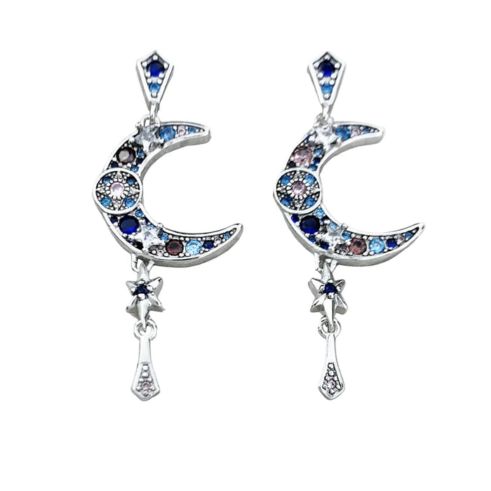 925 Sterling Silver Bohemian Moon Earrings For Women