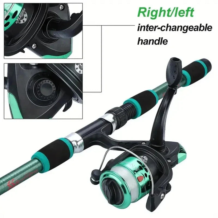 Complete Fishing Kit Telescopic Rod Spinning Reel Baits & Hooks
