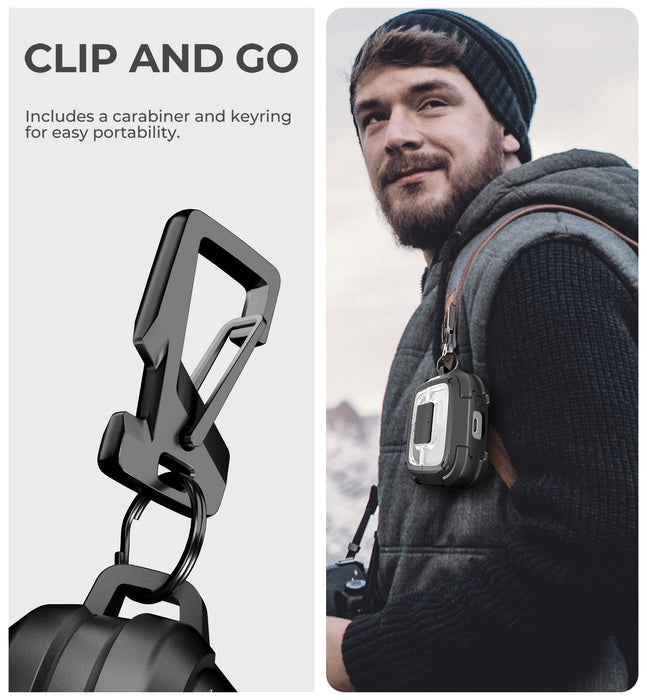 For Samsung Galaxy Buds3 Pro Shockproof Clear Protective Rugged Bumper Case With Secure Lock Carabiner Keyring