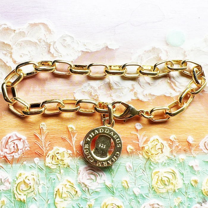 925 Sterling Silver Gold Plated Link Chain Charm Bracelet Cute For Women & Men Fine Jewelry Accessory