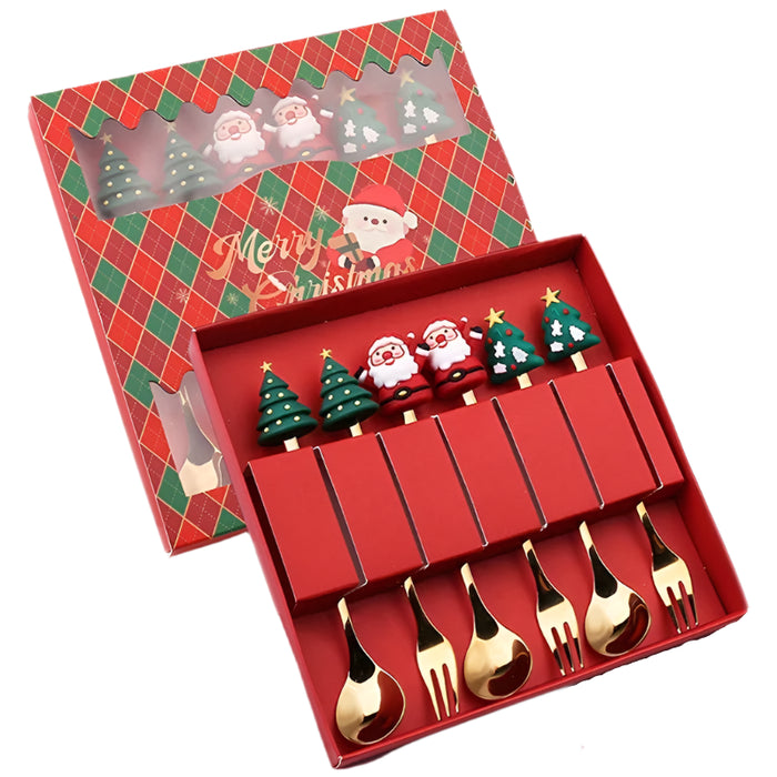 Christmas Cutlery Set With Elk Design 6 Piece