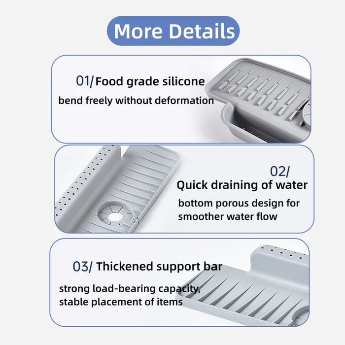 Silicone Kitchen Sink Splash Guard And Draining Mat Keep Countertops Dry