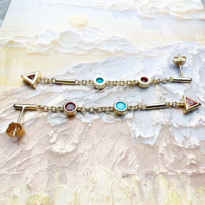 925 Sterling Silver Colourful Drop Earrings Lucky Romantic Gift For Women