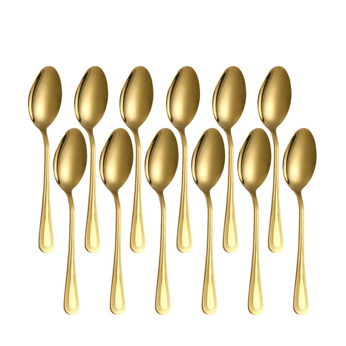 4 / 8 / 12 Piece Light Gold Stainless Steel Dessert / Coffee Spoons For Home / Hotel / Restaurant