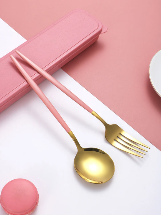 4 Piece Portable Tableware Set Steak Knife Dessert Fork Spoon Dragon Design