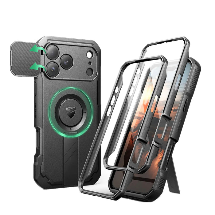 For Iphone 17 Pro Max Shockproof Magnetic Protective Case With Camera Case & Adjustable Kickstand Compatible With Magsafe