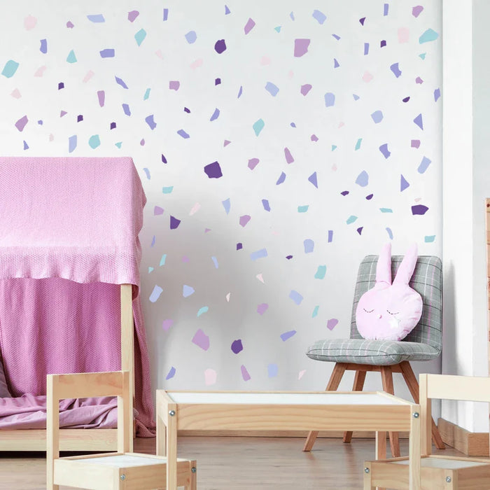 Terrazzo Pattern Wall Stickers Purple & White