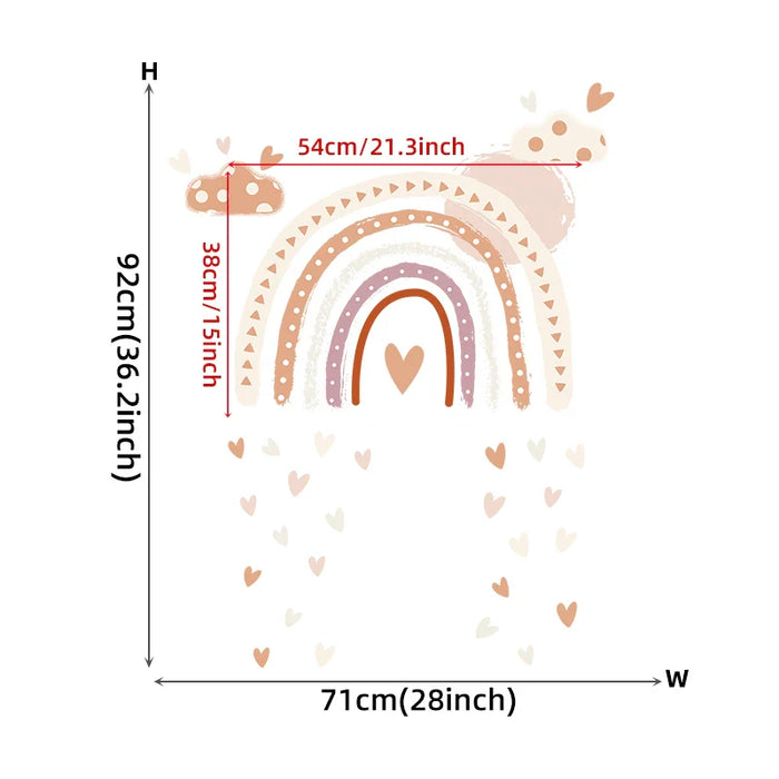 Boho Rainbow Heart Wall Stickers For Kids Room Decor