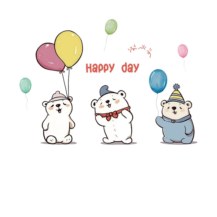 Adorable Balloon Bear Wall Stickers For Kids Room Decor