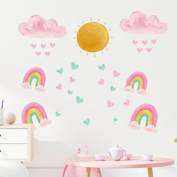 Adorable Rainbow Cloud Wall Stickers For Kids Room Decor