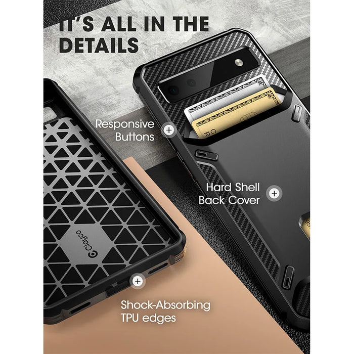 For Google Pixel 6A 2022 Shock-Absorption Heavy Duty Protective Slim Wallet Phone Case