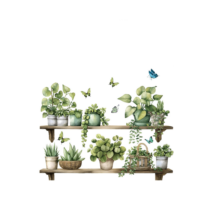 Realistic Watercolour Plant Pot Wall Stickers For Home Decor