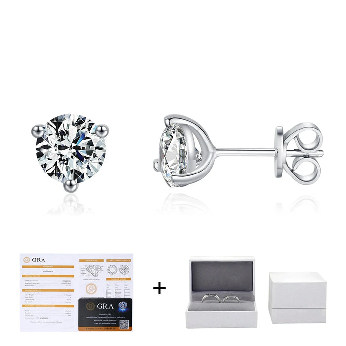 925 Sterling Silver Sparkling 1Ct Moissanite Stud Earrings For Women
