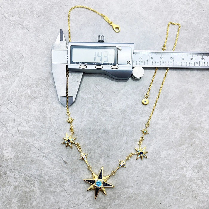 925 Sterling Silver Vintage Gold Link Necklace Cosmic Fine Jewelry Women