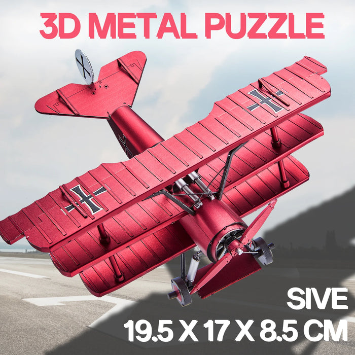 Diy 3D Metal Fokker Dr 1 Triplane Puzzle Kit Creative Gift